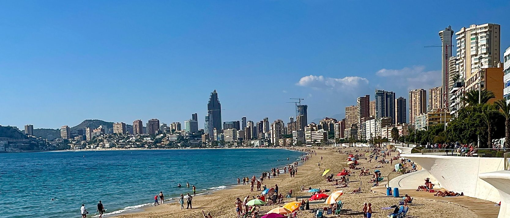 Playa de Poniente in November 2021, Gran Hotel Bali in the background